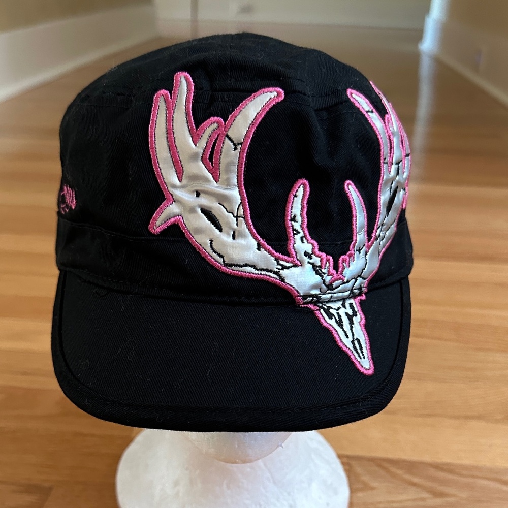 Girls with Guns Antler Newsboy Cap Hat Black